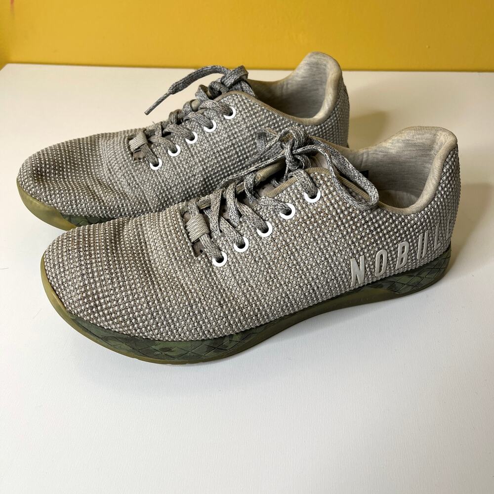 Nobull Athletic Trainer Shoes M9.5 W11 Unisex Gray Heather Camo Sole Lace‎ Up